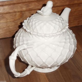 Gracie China Victorian Bird Teapot  Lattice Look New