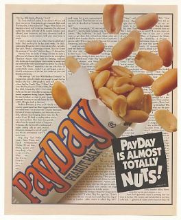 1992 Payday Candy Bar Almost Totally Nuts Print Ad