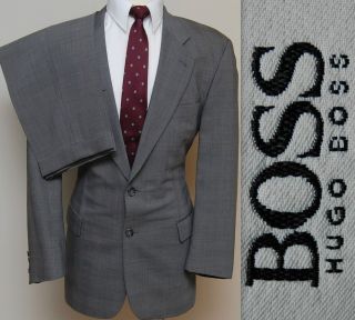  Quality Gentlemens 42L Hugo Boss 2 Piece Wool Glen Check Suit