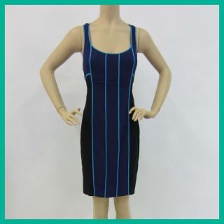 Jay Godfrey Womens Racerback Color Block Dress, Moroccan Blue Rtl$495