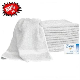 12 New White Economy Grade Salon 100 Cotton Hand Towels 15x25 2 25