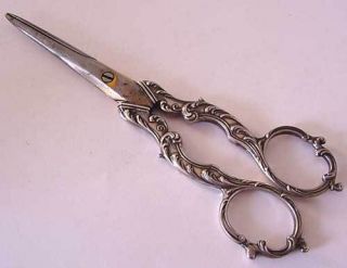 Amazing Antique French Sterling Silver Grape Scissors