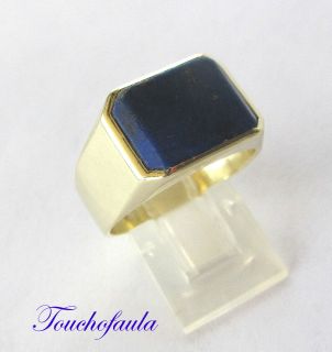  Gold Ring High Polish Inlaid with Lapis Lazuli 11 0 Grams