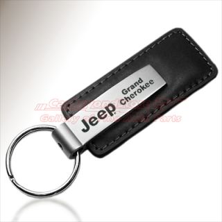 Jeep Grand Cherokee Black Leather Key Chain, Key Ring, Licensed + Free