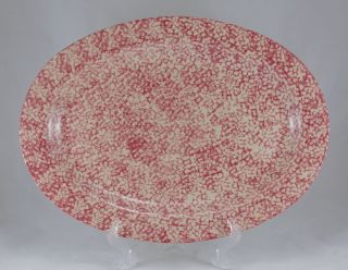 Workshops of Gerald E Henn Rose Sponge Oval Serving Platter 18” Pink