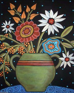  Green Vase Flowers Needlepoint Canvas 9 x 12 18ct Karla Gerard