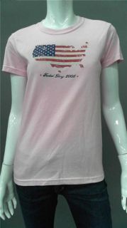 Faded Glory Patriotic Flag Ladies Womens L Short Sleeve Basic T Shirt