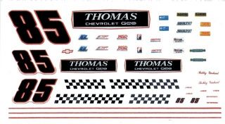 85 Bobby Gerhart Thomas Chevrolet 1 64th HO Scale Waterslide Decals