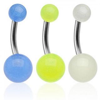 Glow in The Dark Ball Belly Navel Ring Solid Titanium Bar Button