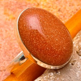 Red Goldstone 100 Solid 925 Sterling Silver Ring Sz 6 Stamped 925