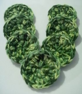 Crochet Scrubbies Scrubbers Set of 7 Mixed Green Colors