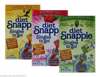 Boxes Diet Snapple Singles to Go Choice of Flavor