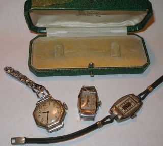  Lot of 3 1920s Womens Mechanical Watches Eligin Goering Abra