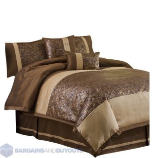  Decor Metallic Animal Six Piece Comforter Set in Brown / Gold   Queen