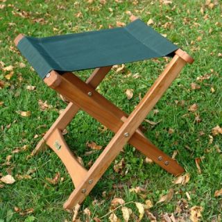 18x17 Folding Wooden Camp Stool w Green Fabric Seat