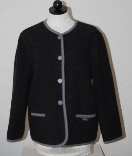 Giesswein Austria Boiled Wool Black Cardigan Sweater Jacket M 38