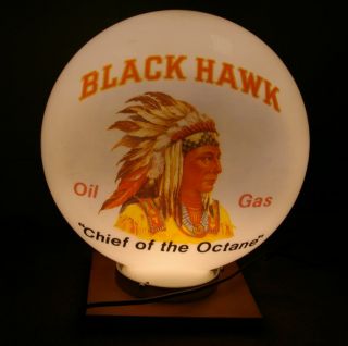 Vintg Gas Station Lamp Black Hawk Chief of The Octane