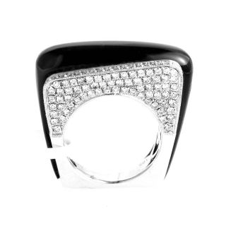 Unique 18K White Gold Onyx Diamond Ring