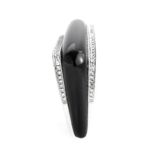 Unique 18K White Gold Onyx Diamond Ring