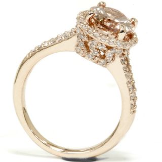  Diamond Engagement Ring 14k Rose Gold Halo Split Shank