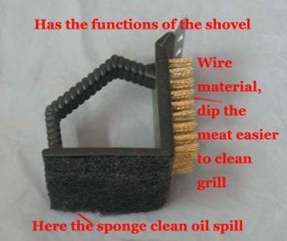 Triple Barbecue Grill Cleaning Brush BBQ Scraper Scrub Kitchen Cooking