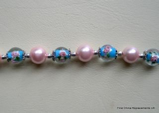 Faux Glass Pearl/Silver Foil Lampwork Stretch Bracelet, 5 Colour