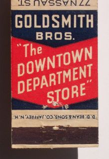1940s Matchbook Goldsmith Bros Department Store NYC NY
