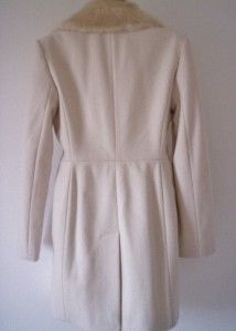 £170 French Connection Cashmere Wool Faux Fur Collar Coat UK 12 BNWT