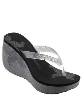 Grendha Black Brilliant Wedge Flip Flop Sandals 3 to 8