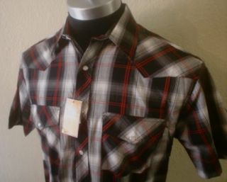 Black Red White Plaid Pearl Snap Rockabilly Cowboy Western Club Shirt
