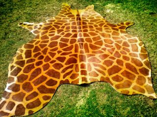 Giraffe Print Printed Cowhide Skin Rug Cow Hide Cheetah