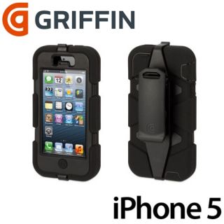 GRIFFIN SURVIVOR BLACK MILITARY DUTY CASE & BELT CLIP for NEW iPhone 5