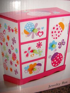 NEW* Little GIRLS Childrens JEWELRY BOX ladybugs and butterflies