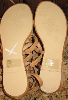 Victorias Secret $98 Colin Tan Gladiator T Strap Sandal with Gold