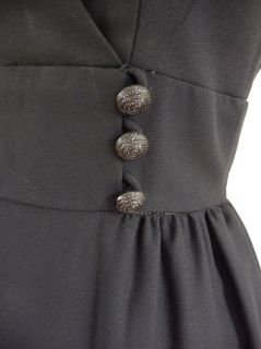 Vintage 60s Cool Black Dress w Zip Off Tiered Skirt S