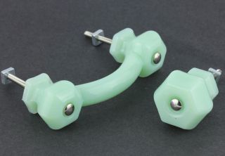 Antique Style Milk Green Jadeite Glass Cabinet Knobs and Cabinet Pulls