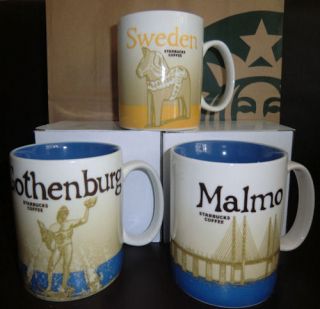 Starbucks City Mugs Mug Set of 3 Gothenburg Malmo Sweden New