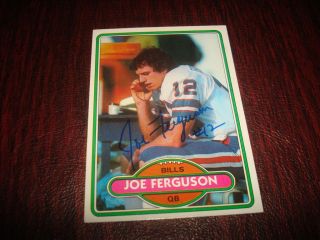 1980 TOPPS #348 JOE FERGUSON BILLS Arkansas SIGNED AUTOGRAPH FOOTBALL