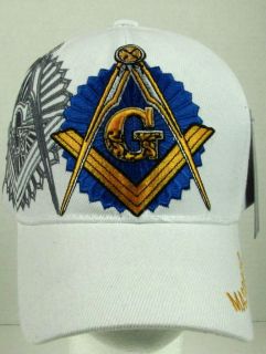 New White Mason Masonic Square and Compass Baseball Cap Hat