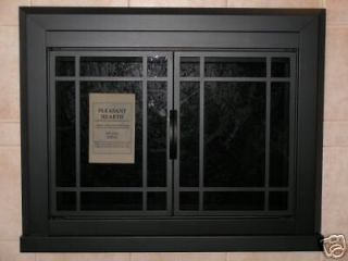 Pleasant Hearth Glass Fireplace Door Easton Black Small EA 5010 Mesh