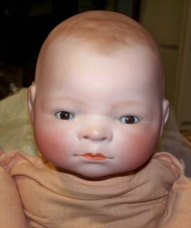 Copr by Grace s Putnam German Bisque Head Baby Doll Brown Eyes Needs