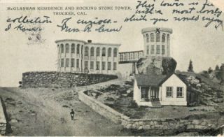 1908 Postcard Mcglashan Residence Truckee Rocking Stone Tower