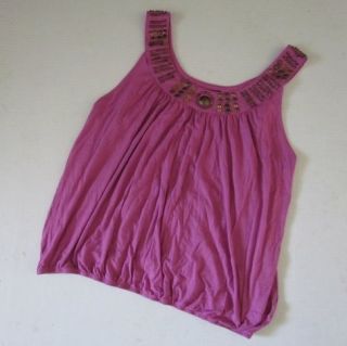 GRACE ELEMENTS New Bright Orchid Pink Beaded Tank Top Shirt Womens XXL