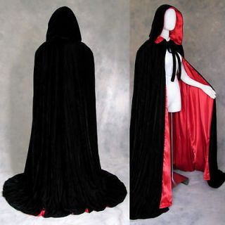 lined black red velvet cloak cape wedding wicca gothic need