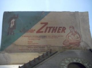 Vintage Zither Jr Harbert Italiana Milano Italy w Tuner Music Sheets