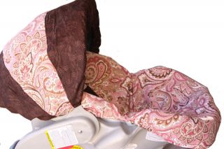 INFANT CAR SEAT COVER PINK PAISLEY PATTERN FOR GRACO, PEG PEREGO AND
