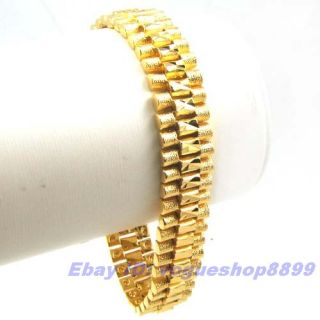 14mm Grand Men 18K Yellow Gold Plated Bracelet Solid Fill GP Chain