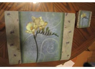  PIMPERNEL WHITE LILIES HARD LAMINATED PLACEMATS & 4 COASTERS CORKBOARD