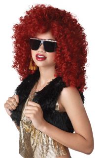 Red Curly Hair Dancehall Diva Rihanna Costume Wig Burgundy