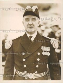 1939 Vice Admiral Charles Snyder Military Commander Uniform Hat Press